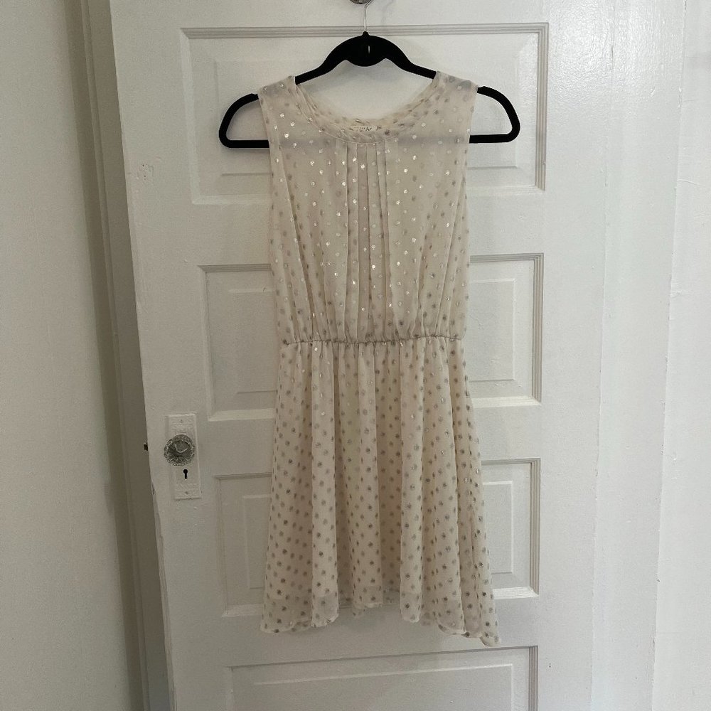 Maison Jules - S cream colored silver polka dot dress